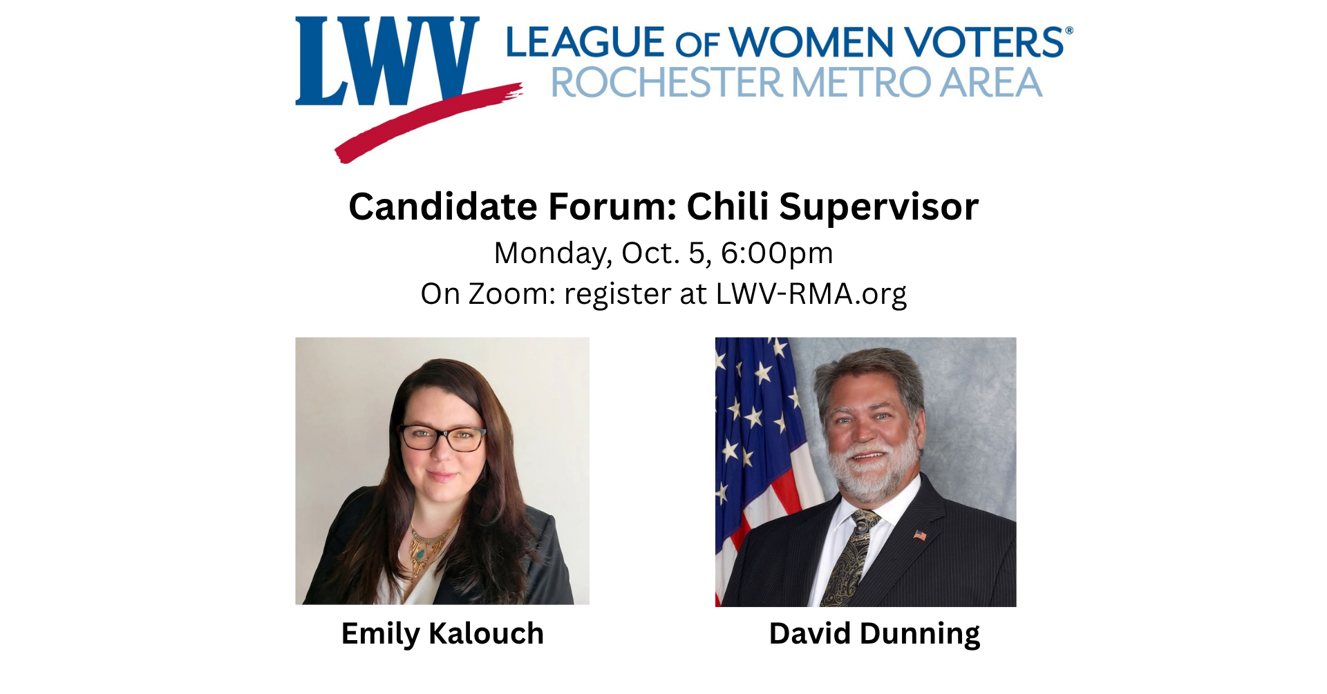 Candidate Forum: Chili Supervisor. Monday, October 5, 6PM. On Zoom.