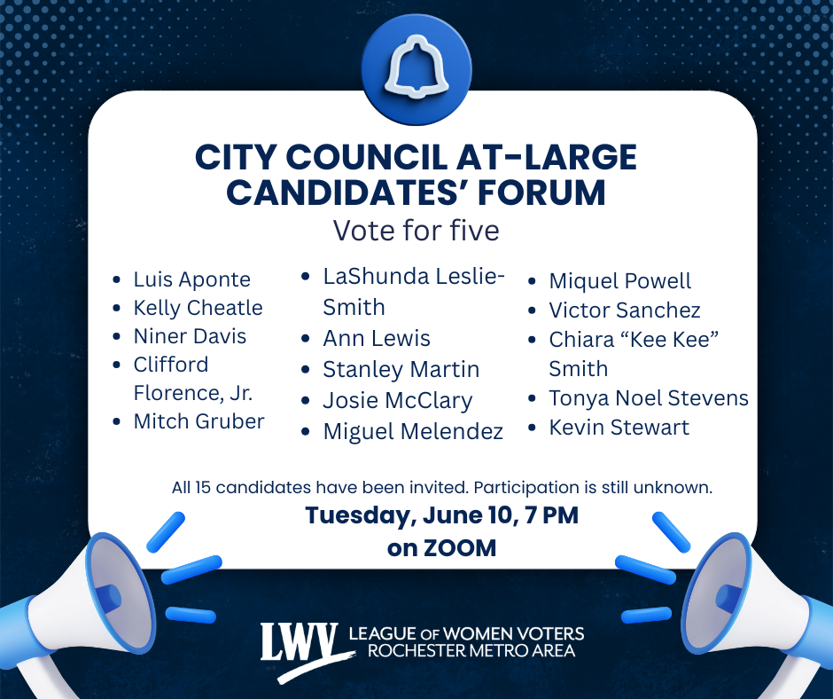 Join us to hear from the candidates for the five City Council At-Large seats. We've invited all 15 candidates.