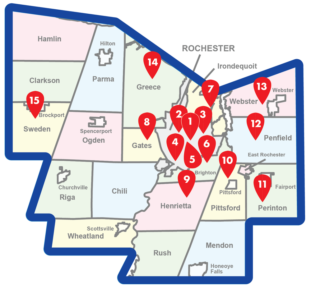 Map of all 15 early voting sites